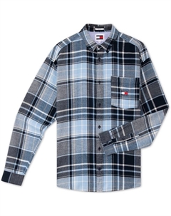 Рубашка мужская синяя черная клетка Tommy hilfiger