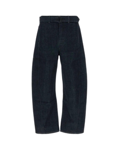 Джинсы с поясом и скрученным кроем, синий Lemaire