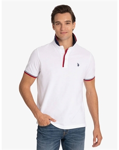 Футболка-поло U.S. Polo Assn Signature Stripe Rib Tipped Trim, белый U.s. polo assn.