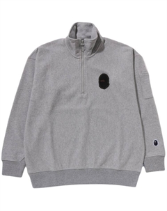 Бейп полузип худи свитшот, серый A bathing ape®