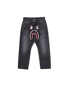 Джинсы с аппликацией Shark, черный A bathing ape®