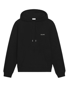 Свободный худи из хлопкового велюра, черный Celine