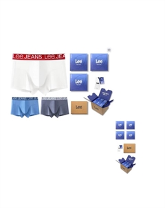 Мужские трусы боксеры упаковка 3 штуки, белый Lee