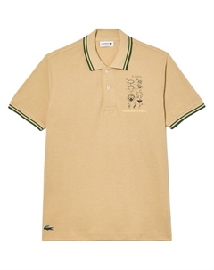 Хлопковая поло с вышитым слоганом, бежевый Lacoste