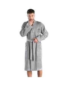 Мужской халат Vito, идеально подходит для сауны и СПА, гостиничный халат, утренний халат 1 шт., вышивка логотипа на груди и логотип на рукавах, серебристый Carlo colucci