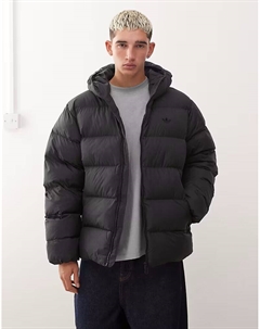 Куртка-пуховик с капюшоном в тон черного цвета Adidas originals