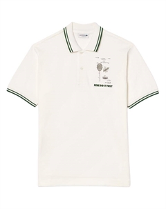 Хлопковая поло с вышитым слоганом, белый Lacoste