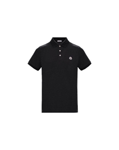 Поло с логотипом на заплатке, черный Moncler