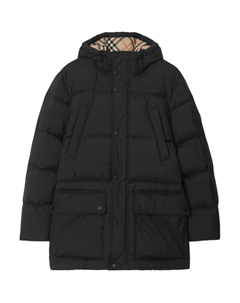 Пуховик с рыцарским патчем, черный Burberry