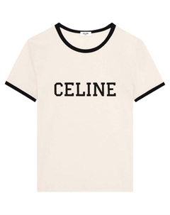 Футболка с принтом логотипа, бежевый Celine