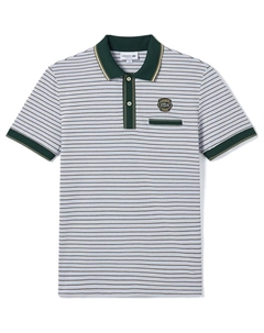 Поло мужское сине-зеленое в полоску Lacoste