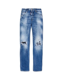 Рваные джинсы прямого кроя, синий Dsquared2