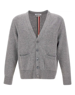 Полосатый длинный кардиган, серый Thom browne