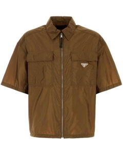 Рубашка с логотипом на планке, коричневый Prada