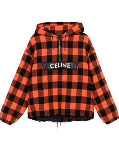 Клетчатая худи на четверть молнии, оранжевый Celine