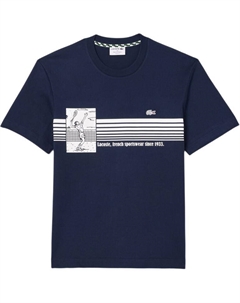 Синяя хлопковая футболка Lacoste