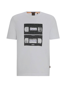 Футболка из хлопка с принтом, белый Hugo boss