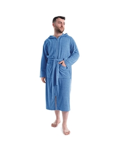 Мужской домашний халат Nela, идеально подходит для сауны и спа, отельный халат, утренний халат, 1 шт., однотонный, размеры S-4XL, с молнией, синий My home