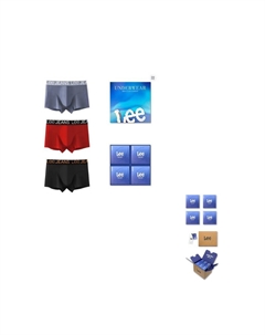 Мужские трусы боксеры упаковка 3 штуки, черный Lee