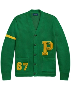Кардиган letterman, зеленый Polo ralph lauren