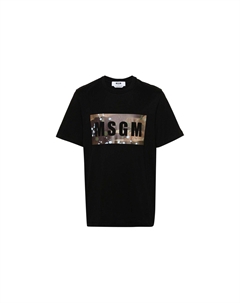 Хлопковая футболка с принтом логотипа, черный Msgm