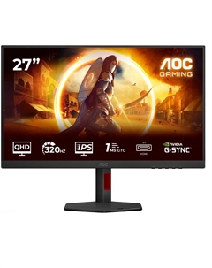 Монитор 27" Q27G4SRU 2560x1440, WLED, 16:9, IPS, 400 cd/m, 1000:1, 0.5 ms, 178°/178°, 2*HDMI, DP, 320Hz, pivot, black Aoc