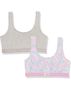 Комплект из 2 бюстгальтеров-бралеттов Girls Modern Cotton, Lilac Marble/Heather Grey Calvin klein