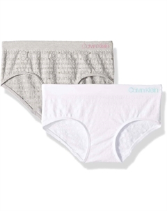 Бесшовные трусики-хипстеры для девочек (2 шт.), 2 Pack - Classic White, Heather Grey Calvin klein