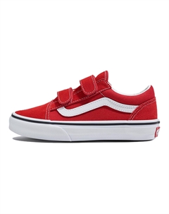 Old Skool Collection V Low top детские кожаные кроссовки белые детские, Race красный/True белый Vans
