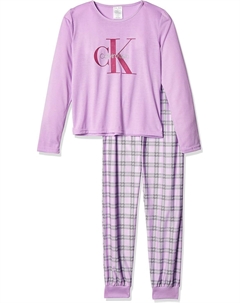 Пижамный комплект для девочек: футболка с длинным рукавом и клетчатые джоггеры, Ck Lilac / Purple Window Plaid Calvin klein