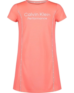 Платье для девочек, надеваемое вручную, с круглым вырезом и логотипом., Jolt Pink Logo Calvin klein