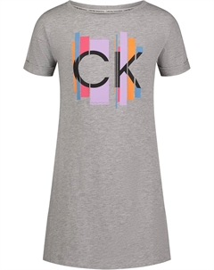Платье для девочек, надеваемое вручную, с круглым вырезом и логотипом., Grey Heather Cuffed Calvin klein