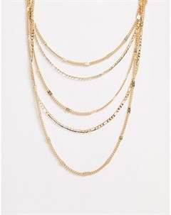 Золотистое многорядное ожерелье из разных цепочек Pieces