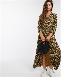 Платье макси с леопардовым принтом и поясом Maison scotch