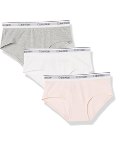 Нижнее белье Girls Hipster Panty, упаковка, 3-Pack Crystal Pnk/H Grey/White Calvin klein
