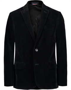 Пиджак-блейзер для мальчиков, застежка на пуговицы, отложной воротник и карманы с клапанами спереди, Black Velvet Tommy hilfiger