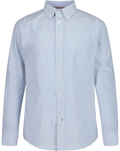 Рубашка для мальчиков с длинными рукавами, узором, воротником, застежкой на пуговицы, манжетами и отложным воротником, Blue Stripe Tommy hilfiger