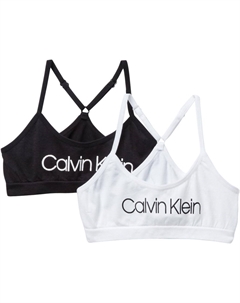 Бесшовный бюстгальтер-борцовка для больших девочек (упаковка из 2 шт.), Classic White(Hc6107)/Black/White Calvin klein