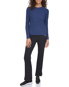 Женская рубашка с длинными рукавами, круглым вырезом и отверстиями для больших пальцев, Navy Tommy hilfiger