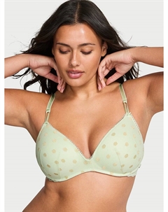 Сексуальный бюстгальтер пуш-ап с прозрачными чашечками и блестками в горошек, mesh mint crush Victoria's secret