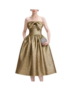 Металлическое жаккардовое миди-платье, золотой Self-portrait