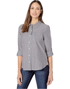 Женская рубашка Roll Tab с застежкой на пуговицы (стандартные и большие размеры), Navy Multi Tommy hilfiger