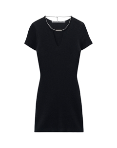 Мини-платье-футляр с логотипом и шильдиком, черный Alexander wang