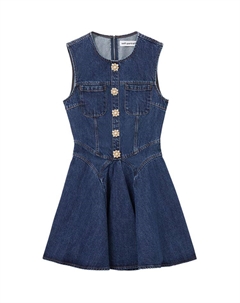 Джинсовое платье-мини скейтер, синий Self-portrait