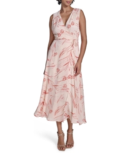 Женское повседневное платье миди без рукавов, Antique White Multi Calvin klein