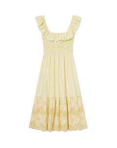 Расклешенное платье миди, желтый Self-portrait