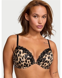 Бюстгальтер пуш-ап с гладкой кружевной отделкой, lace trim leopard print Very sexy