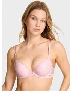 Сексуальный прозрачный бюстгальтер пуш-ап в полоску Heritage, sheer angel pink Victoria's secret