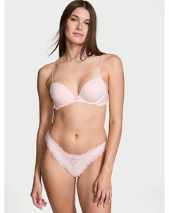 Гладкий и кружевной бюстгальтер пуш-ап, lace trim purest pink Dream angels