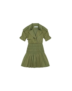 Короткое Платье с Короткими Рукавами Женское Зеленое Self-portrait